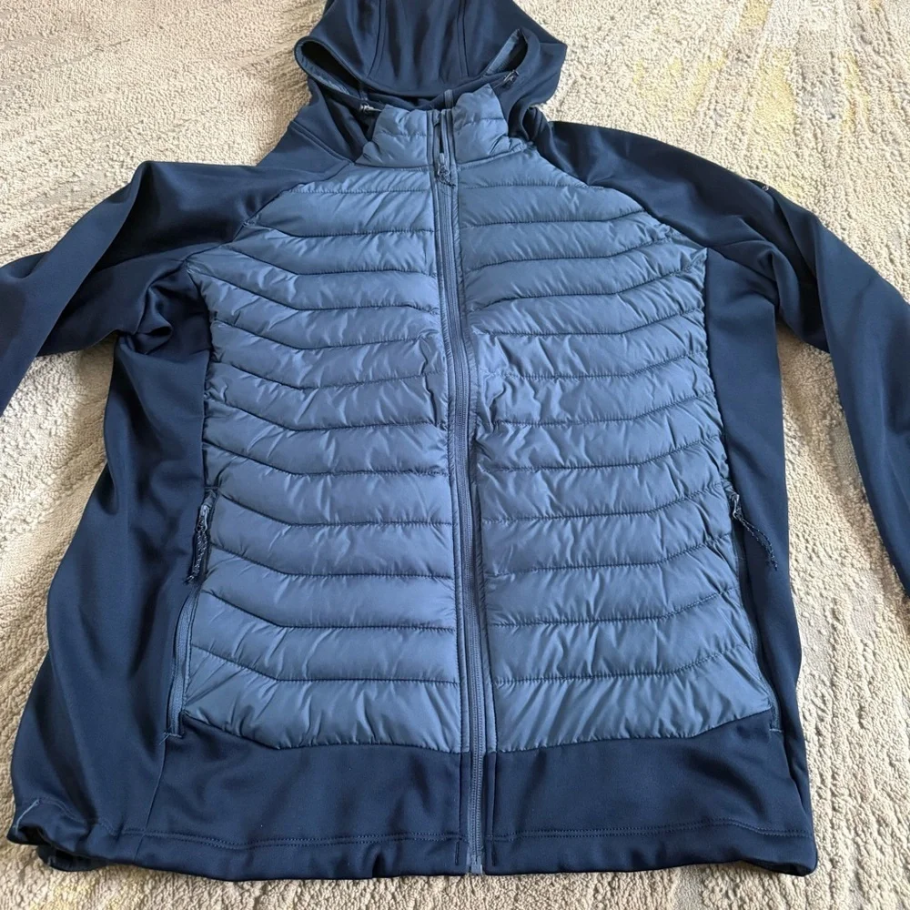 Columbia coat White Out Omni Heat 2 Tone Blue Hybrid  Hooded Jacket XL